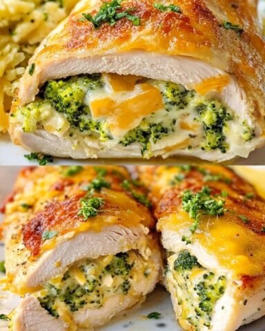 Brokkoli-Cheddar gefülltes Hähnchen