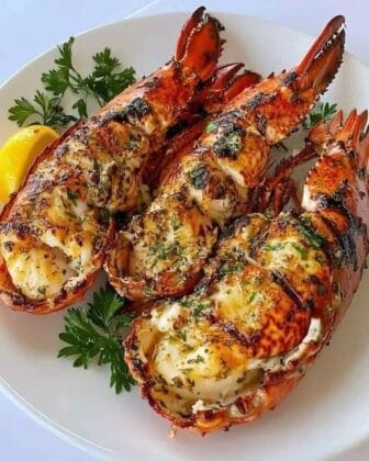 Gegrillter Hummer mit Knoblauch- und Kräuterbutter