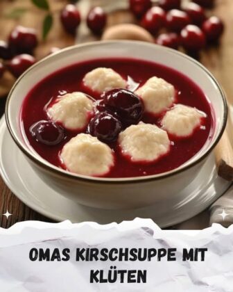 Kirschsuppe mit kleinen Mehlklößchen