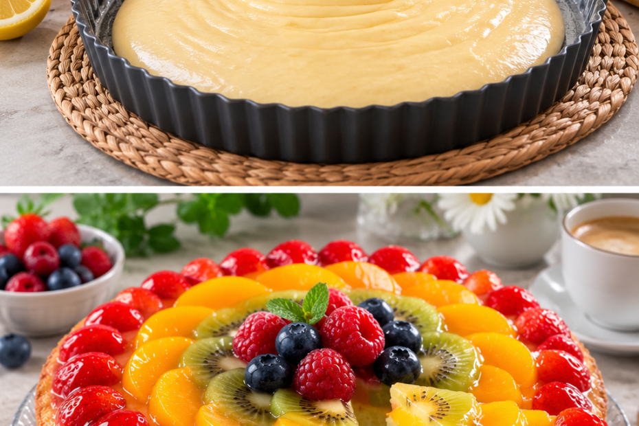 Blitz-Tortenboden für Obstkuchen mit frischem Obst
