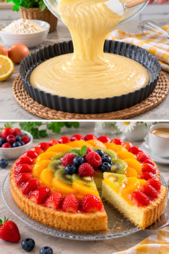 Blitz-Tortenboden für Obstkuchen mit frischem Obst