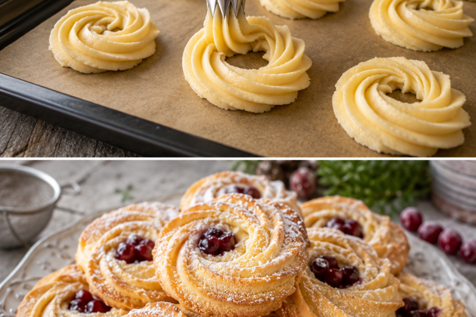 Hauchzartes Spritzgebäck mit zarter Butterstruktur und goldbraunen Rändern