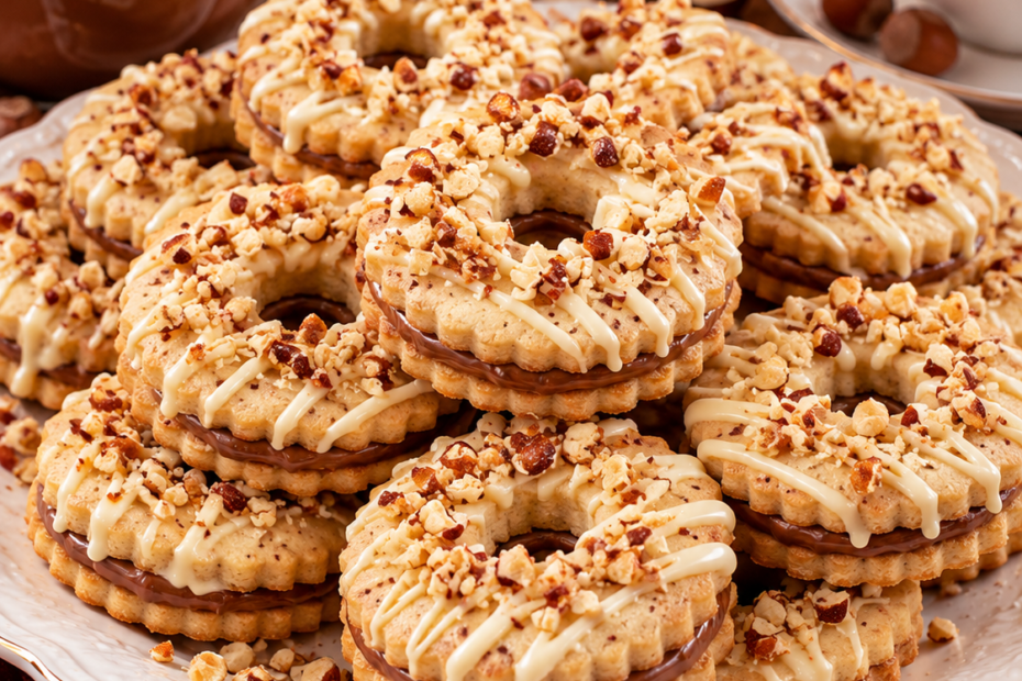 Giotto Plätzchen mit Haselnusscreme und weißer Schokolade