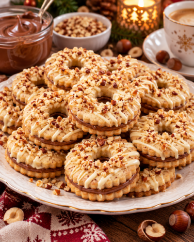 Giotto Plätzchen mit Haselnusscreme und weißer Schokolade