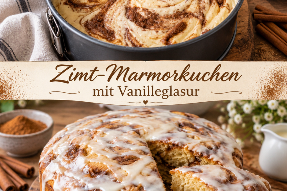 Zimtschneckenkuchen mit Zimtfüllung und cremiger Vanilleglasur