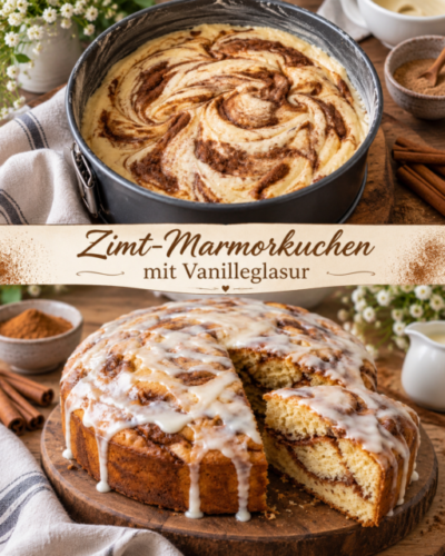 Zimtschneckenkuchen mit Zimtfüllung und cremiger Vanilleglasur