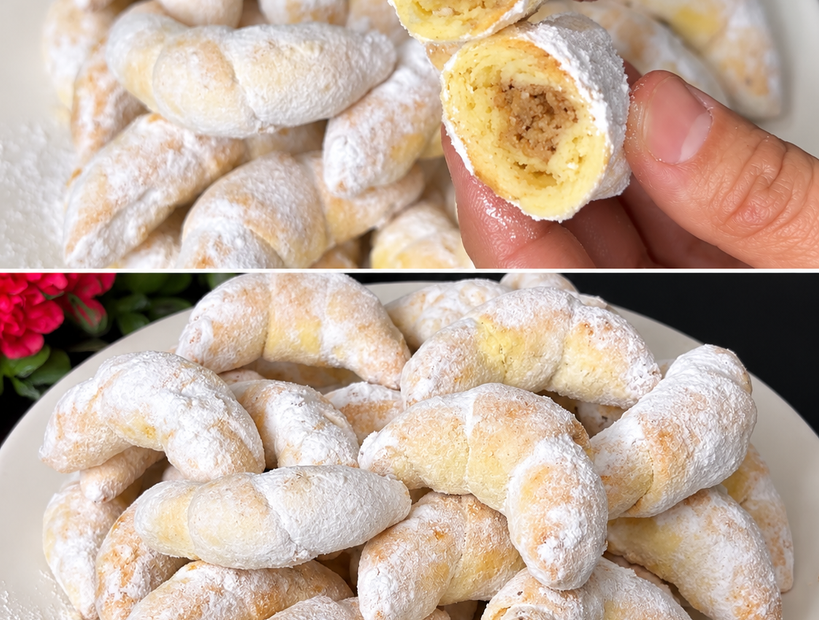 Herbstplätzchen mit Walnuss-Aprikosen-Füllung und Puderzucker